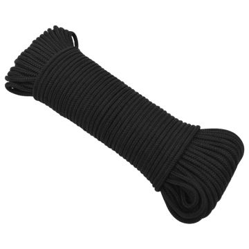 Gossi franghie de barca, negru complet, 4 mm, 50 m, polipropilena