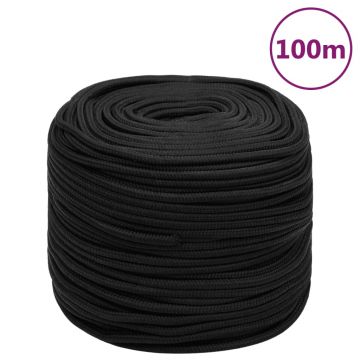 Gossi franghie de barca, negru complet, 6 mm, 100 m, polipropilena
