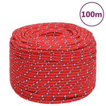 Gossi franghie de barca, rosu, 10 mm, 100 m, polipropilena