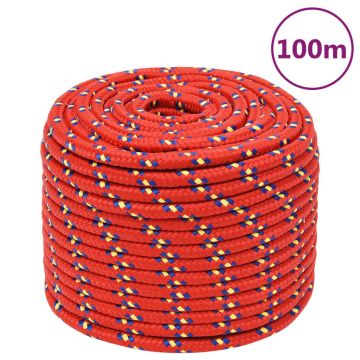 Gossi franghie de barca, rosu, 12 mm, 100 m, polipropilena
