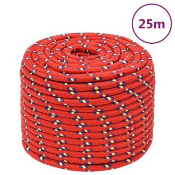 Gossi franghie de barca, rosu, 12 mm, 25 m, polipropilena