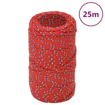 Gossi franghie de barca, rosu, 2 mm, 25 m, polipropilena