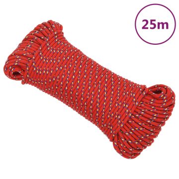 Gossi franghie de barca, rosu, 3 mm, 25 m, polipropilena