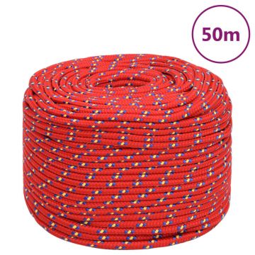 Gossi franghie de barca, rosu, 8 mm, 50 m, polipropilena