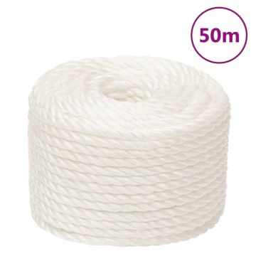 Gossi franghie de lucru, alb, 10 mm, 50 m, polipropilena