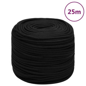Gossi franghie de lucru, negru, 10 mm, 25 m, poliester