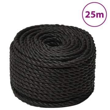 Gossi franghie de lucru, negru, 12 mm, 25 m, polipropilena