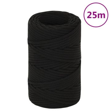 Gossi franghie de lucru, negru, 2 mm, 25 m, poliester