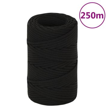 Gossi franghie de lucru, negru, 2 mm, 250 m, poliester