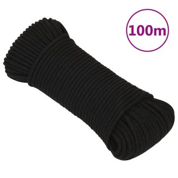 Gossi franghie de lucru, negru, 3 mm, 100 m, poliester