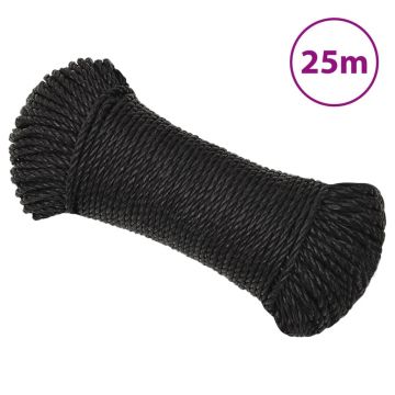 Gossi franghie de lucru, negru, 3 mm, 25 m, polipropilena