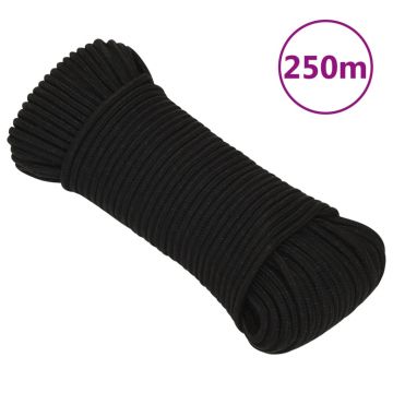 Gossi franghie de lucru, negru, 4 mm, 250 m, poliester