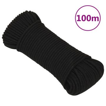 Gossi franghie de lucru, negru, 5 mm, 100 m, poliester