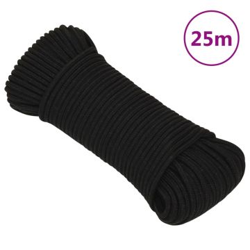 Gossi franghie de lucru, negru, 5 mm, 25 m, poliester