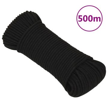 Gossi franghie de lucru, negru, 5 mm, 500 m, poliester