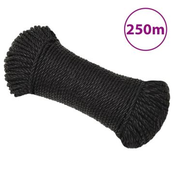Gossi franghie de lucru, negru, 6 mm, 250 m, polipropilena