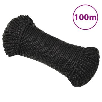 Gossi franghie de lucru, negru, 8 mm, 100 m, polipropilena