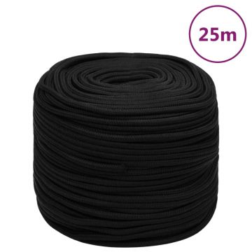 Gossi franghie de lucru, negru, 8 mm, 25 m, poliester