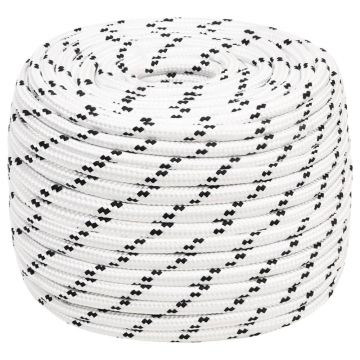 Gossi franghie impletita pentru barca, alb, 12 mm x 100 m, poliester
