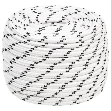 Gossi franghie impletita pentru barca, alb, 14 mm x 25 m, poliester