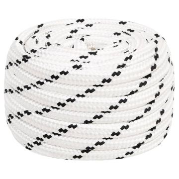 Gossi franghie impletita pentru barca, alb, 20 mm x 100 m, poliester