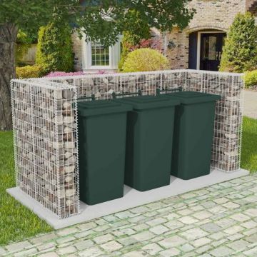 Gossi gabion triplu ingradire pubela, otel, 250 x 100 x 120 cm
