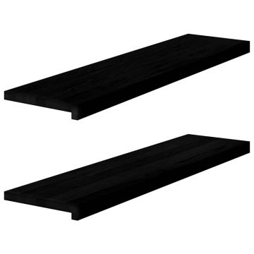 Gossi glafuri 2 buc maro inchis 100x25x2 cm lemn masiv de stejar