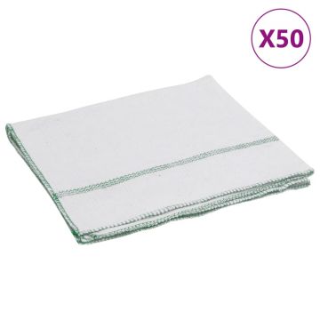 Gossi lavete de podea, 50 buc., alb cu dungi verzi, 50x60 cm