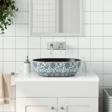 Gossi lavoar de blat, negru si albastru, 47x33x13 cm, ceramica, oval