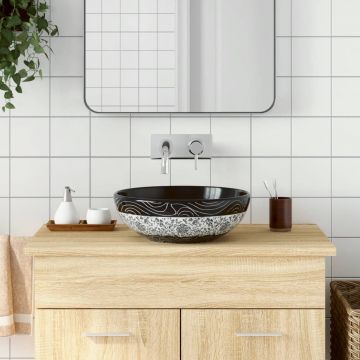 Gossi lavoar de blat, negru si albastru, rotund, Φ41x14 cm, ceramica