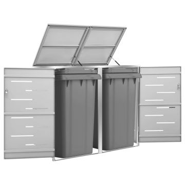Gossi magazie pentru doua pubele, 138x77,5x112,5 cm, otel inoxidabil