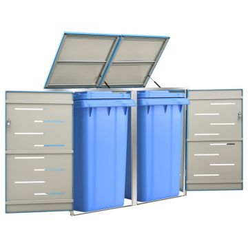 Gossi magazie pentru doua pubele, 138x77,5x112,5 cm, otel inoxidabil