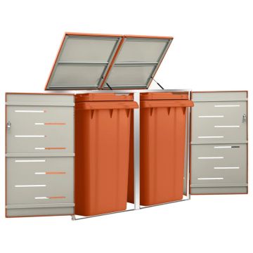 Gossi magazie pentru doua pubele, 138x77,5x112,5 cm, otel inoxidabil