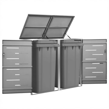Gossi magazie pentru doua pubele, 138x77,5x112,5 cm, otel inoxidabil