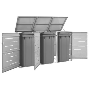 Gossi magazie pentru trei pubele, 207x77,5x112,5 cm, otel inoxidabil