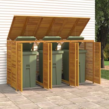 Gossi magazie pubela gunoi tripla, 210x89x117 cm, lemn masiv acacia