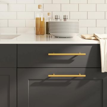 Gossi manere de dulap, 10 buc., auriu, 160 mm, otel inoxidabil