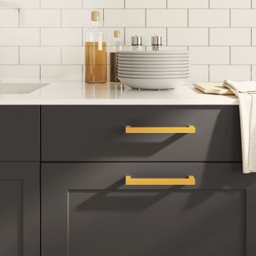 Gossi manere de dulap, 10 buc., auriu, 160 mm, otel inoxidabil