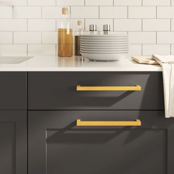 Gossi manere de dulap, 10 buc., auriu, 224 mm, otel inoxidabil