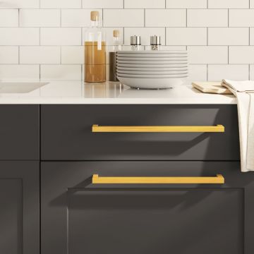 Gossi manere de dulap, 10 buc., auriu, 320 mm, otel inoxidabil