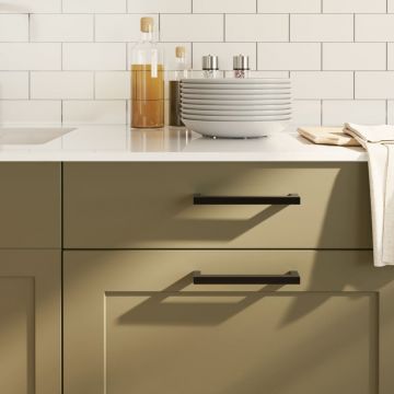 Gossi manere de dulap, 10 buc., negru, 160 mm, otel inoxidabil