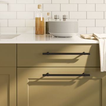 Gossi manere de dulap, 10 buc., negru, 224 mm, otel inoxidabil
