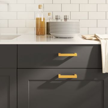 Gossi manere de dulap, 20 buc., auriu, 96 mm, otel inoxidabil