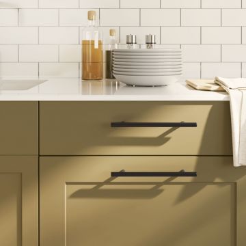 Gossi manere de dulap, 20 buc., negru, 160 mm, otel inoxidabil