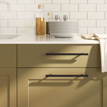 Gossi manere de dulap, 5 buc., negru, 192 mm, otel inoxidabil