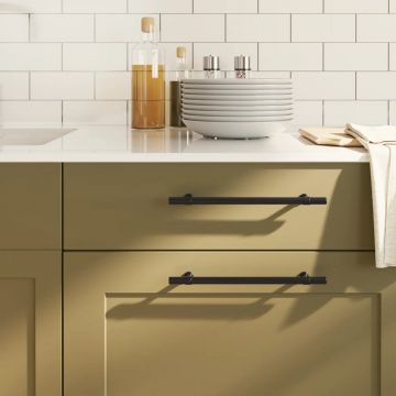 Gossi manere de dulap, 5 buc., negru, 192 mm, otel inoxidabil