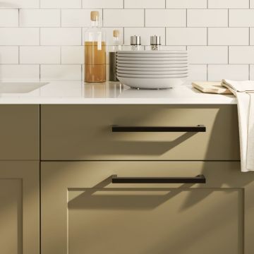 Gossi manere de dulap, 5 buc., negru, 224 mm, otel inoxidabil