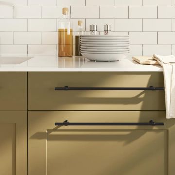 Gossi manere de dulap, 5 buc., negru, 320 mm, otel inoxidabil
