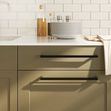 Gossi manere de dulap, 5 buc., negru, 320 mm, otel inoxidabil