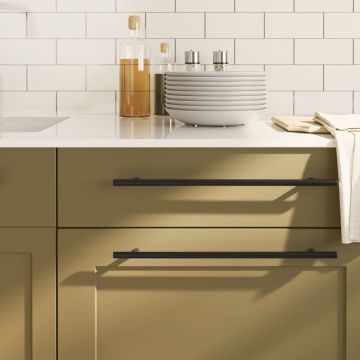 Gossi manere de dulap, 5 buc., negru, 320 mm, otel inoxidabil